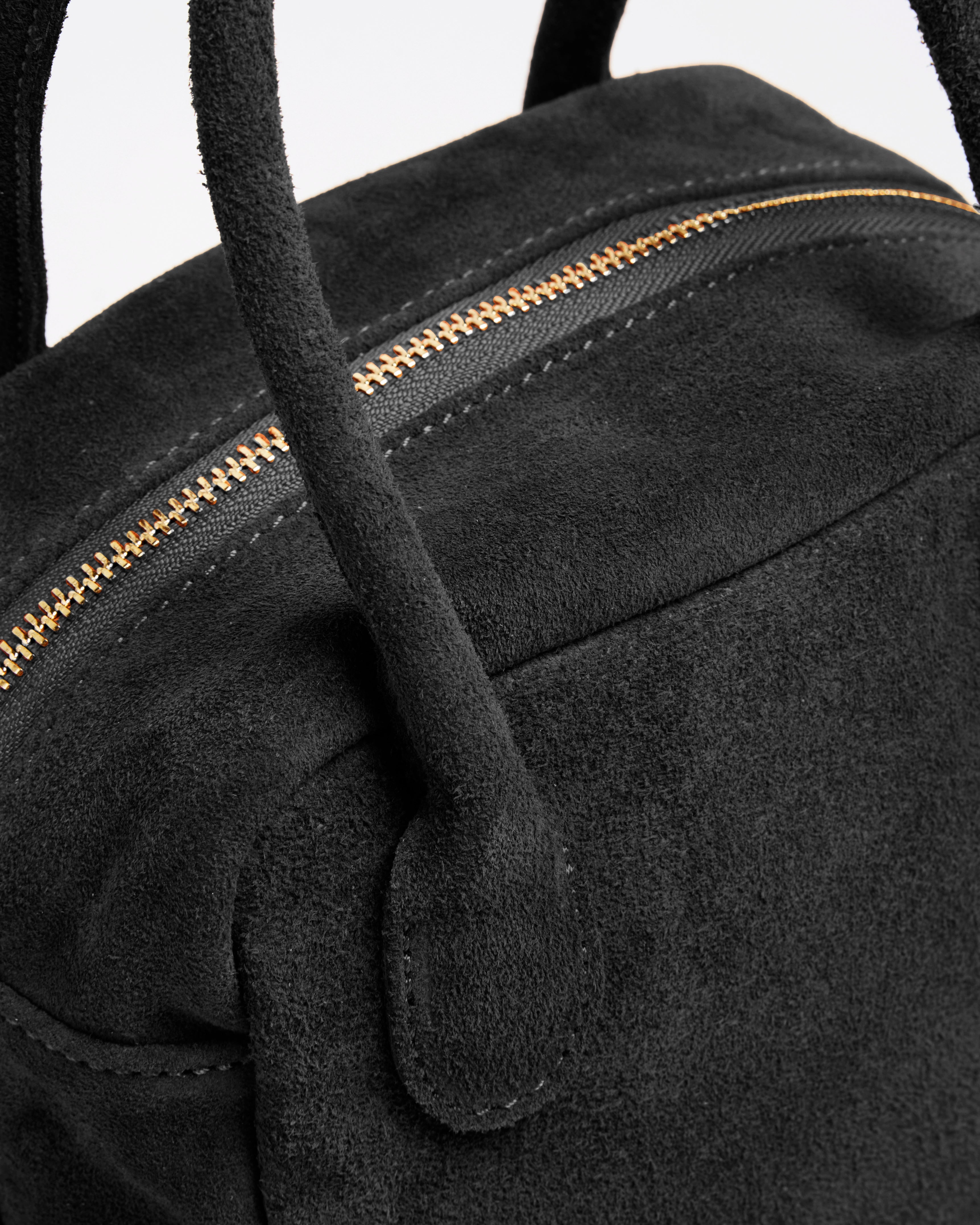 Borsa a Mano Lasonia Lami in Pelle Scamosciata - Nero