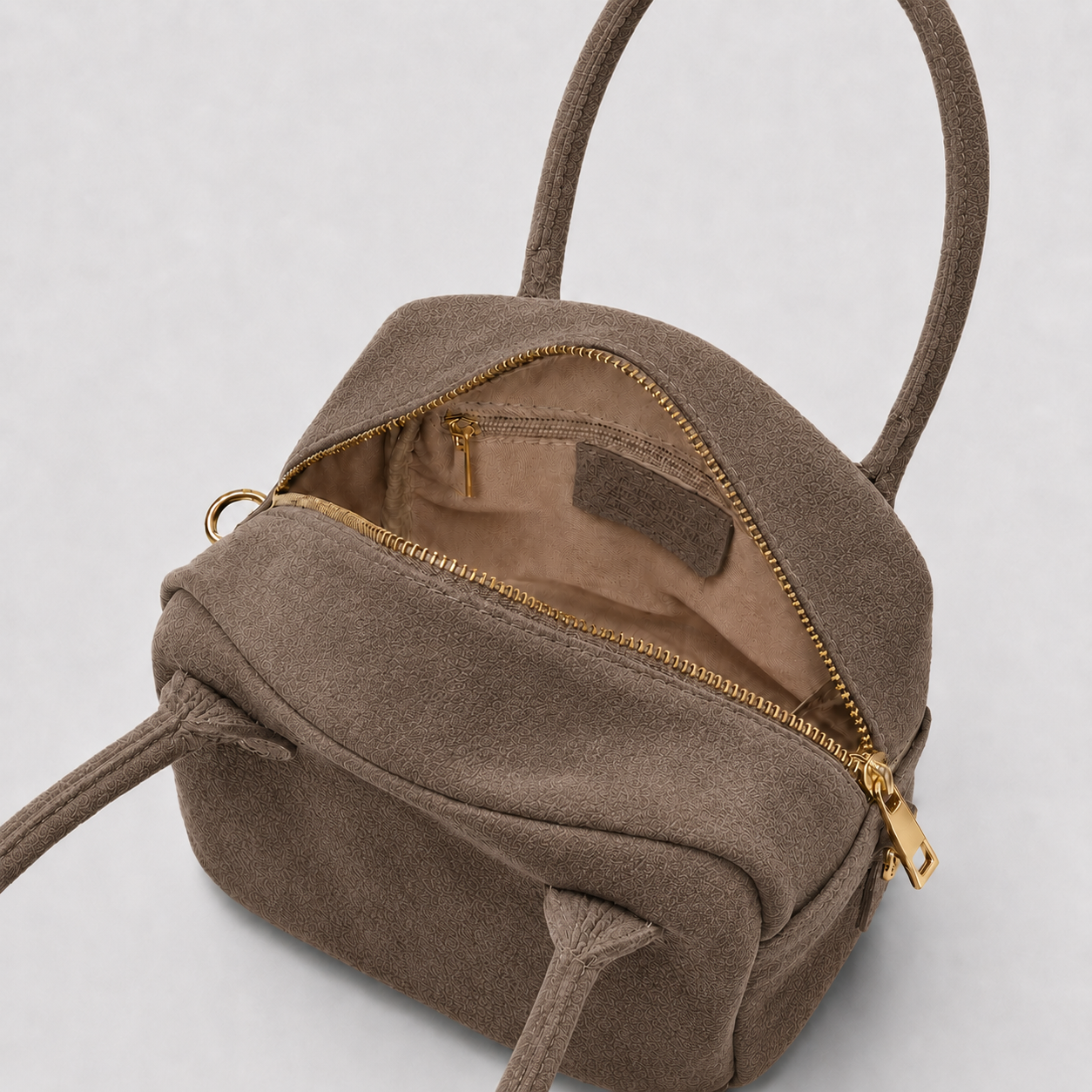Borsa a Mano Lasonia Limi in Pelle Scamosciata - Taupe