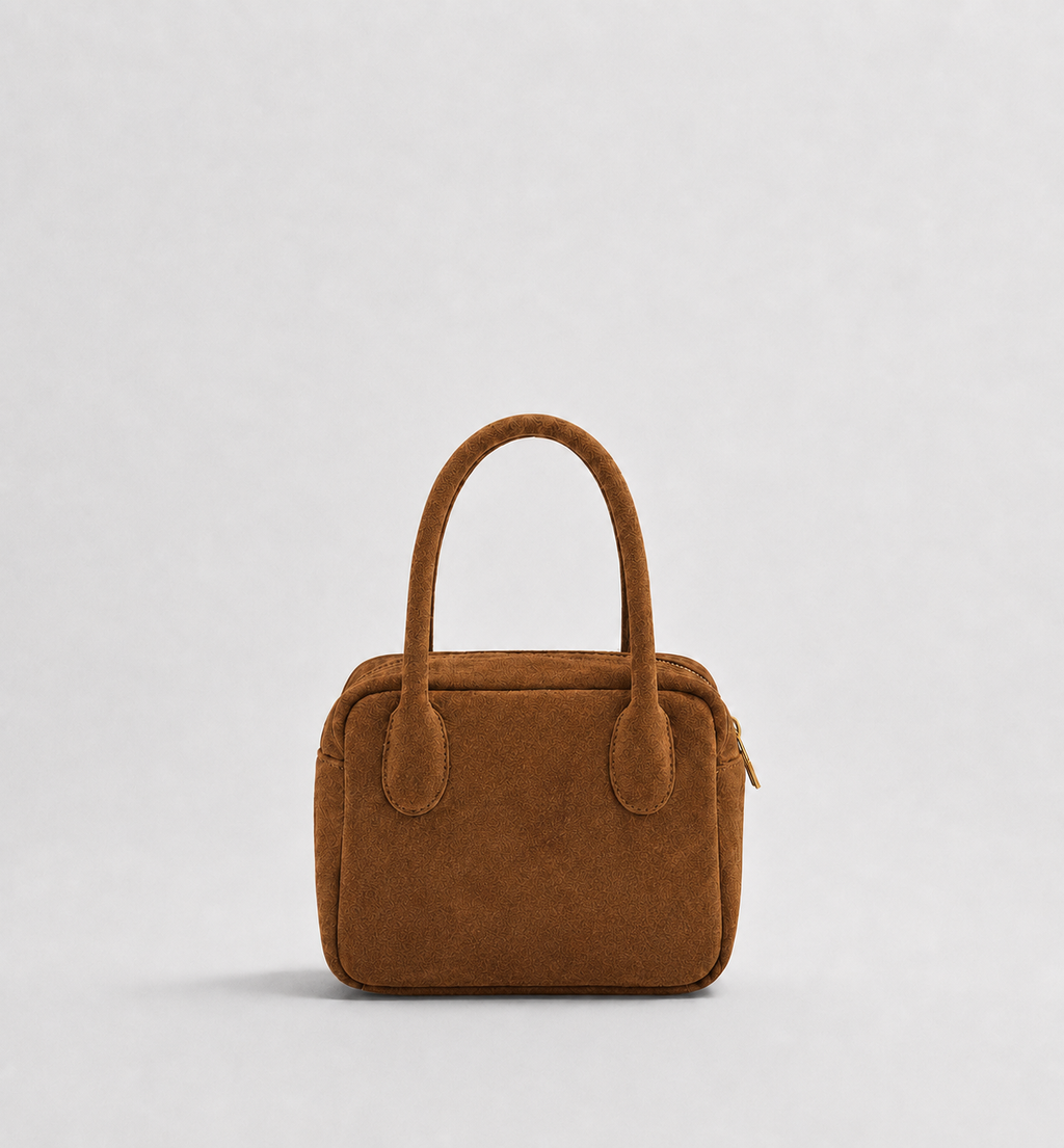 Borsa a Mano Lasonia Limi in Pelle Scamosciata -  Cognac