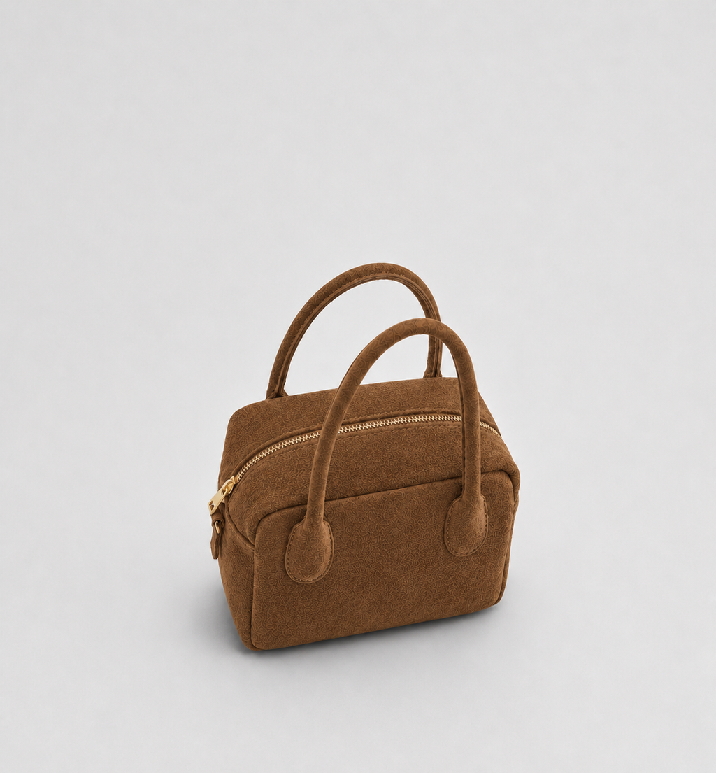 Borsa a Mano Lasonia Limi in Pelle Scamosciata -  Cognac