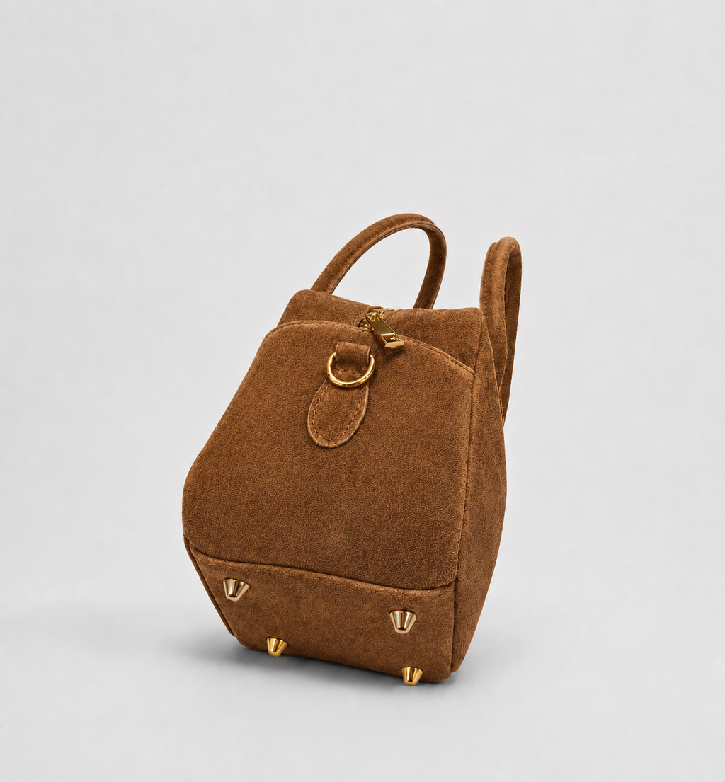 Borsa a Mano Lasonia Limi in Pelle Scamosciata -  Cognac
