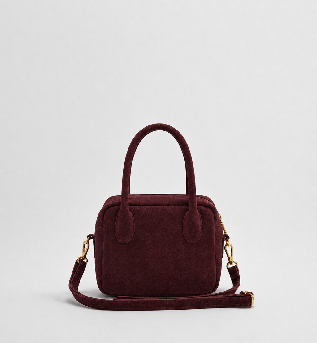 Borsa a Mano Lasonia Limi in Pelle Scamosciata - Bordeaux
