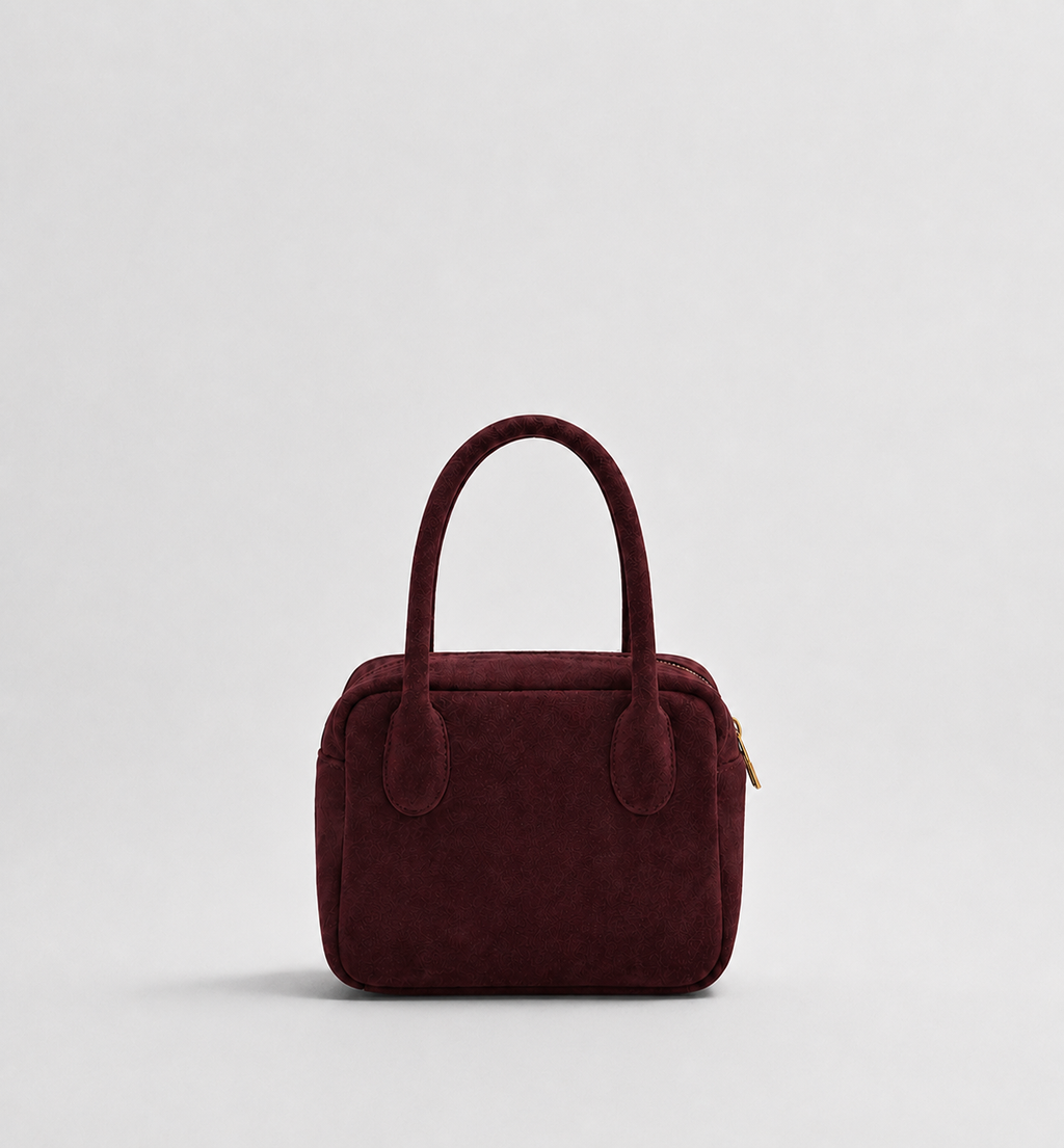 Borsa a Mano Lasonia Limi in Pelle Scamosciata - Bordeaux