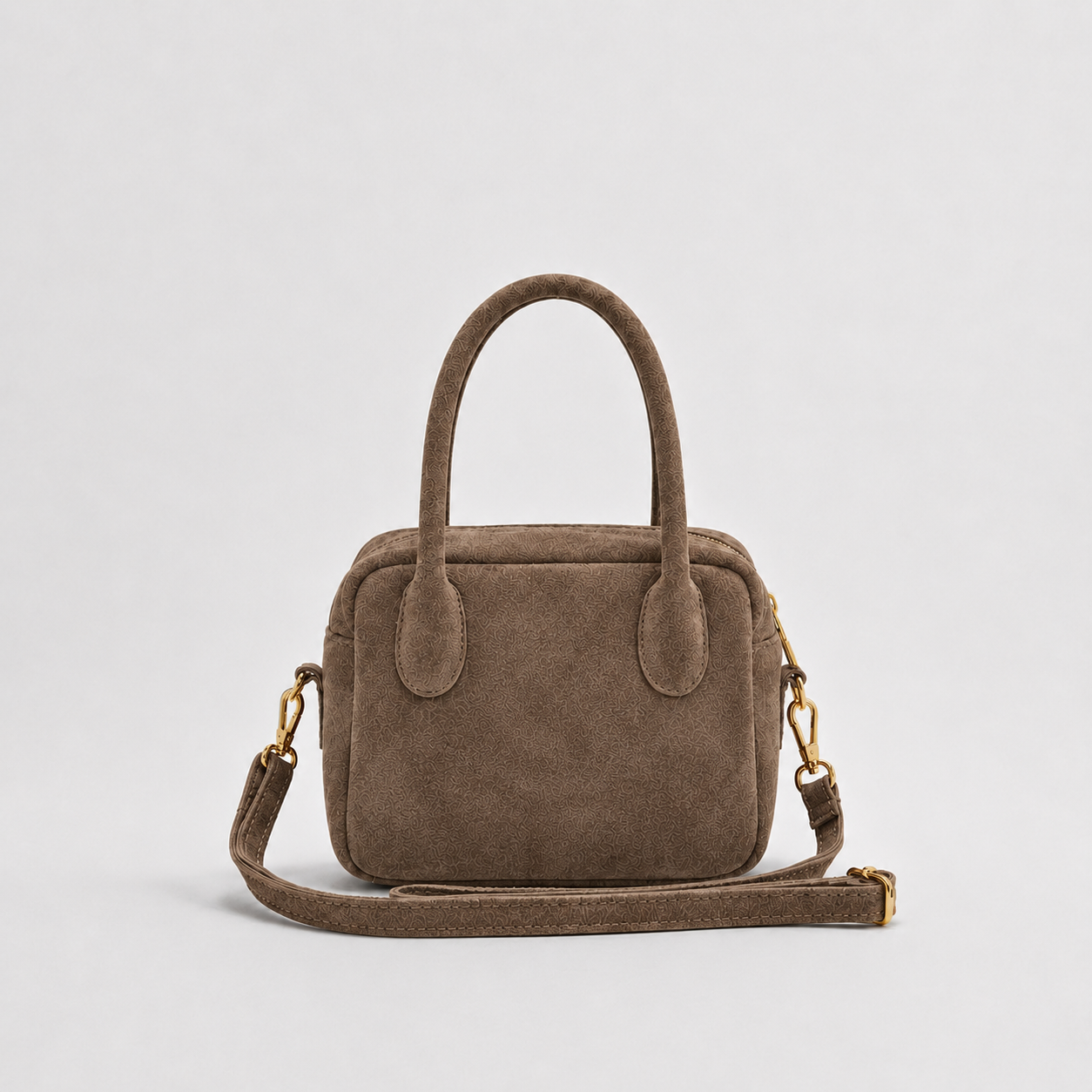 Borsa a Mano Lasonia Limi in Pelle Scamosciata - Taupe