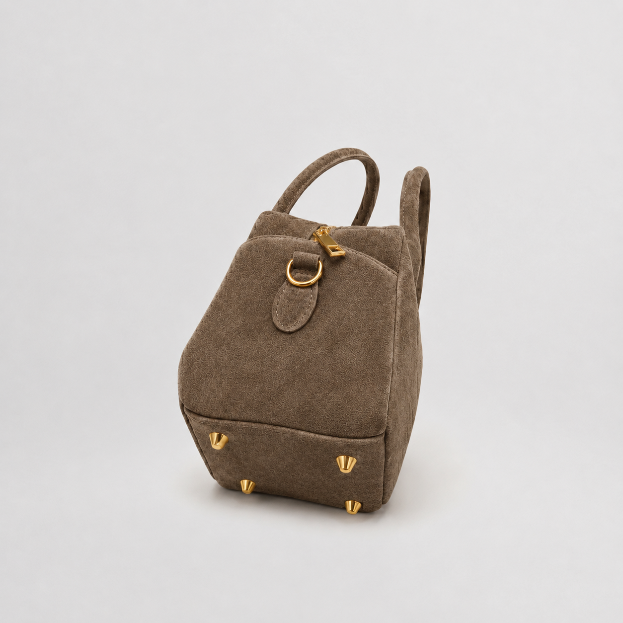 Borsa a Mano Lasonia Limi in Pelle Scamosciata - Taupe