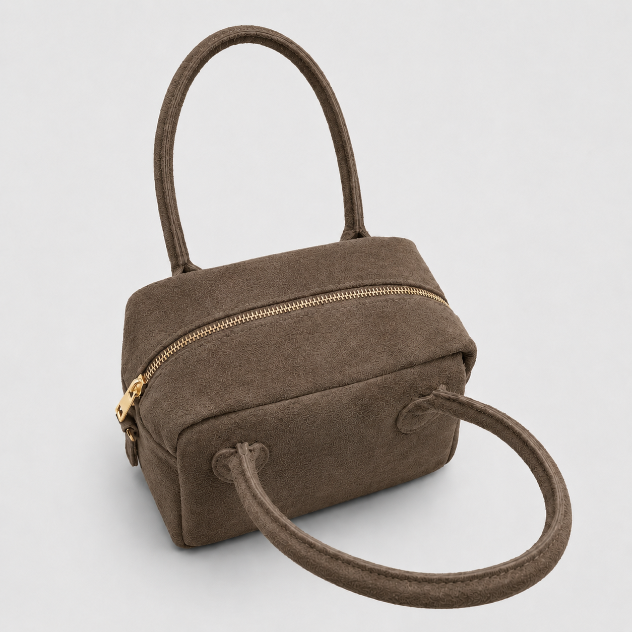 Borsa a Mano Lasonia Limi in Pelle Scamosciata - Taupe