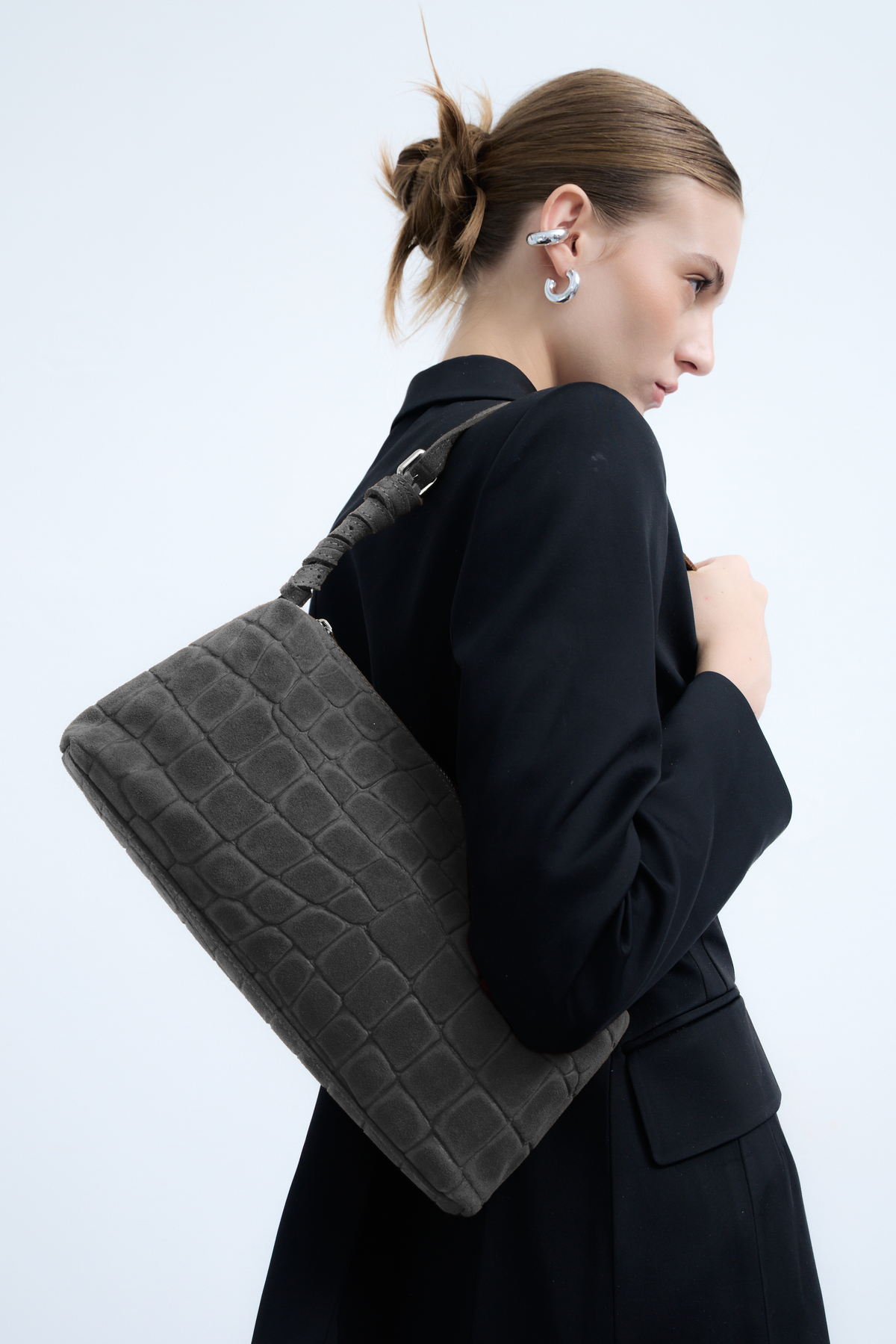 Borsa Baguette Lasonia Patina - Grigio