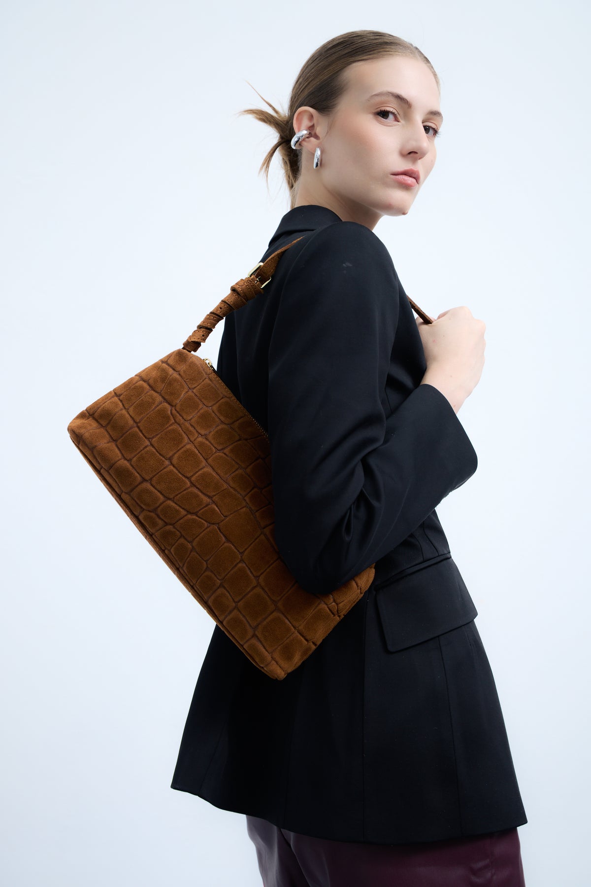 Borsa Baguette Lasonia Patina - Cognac