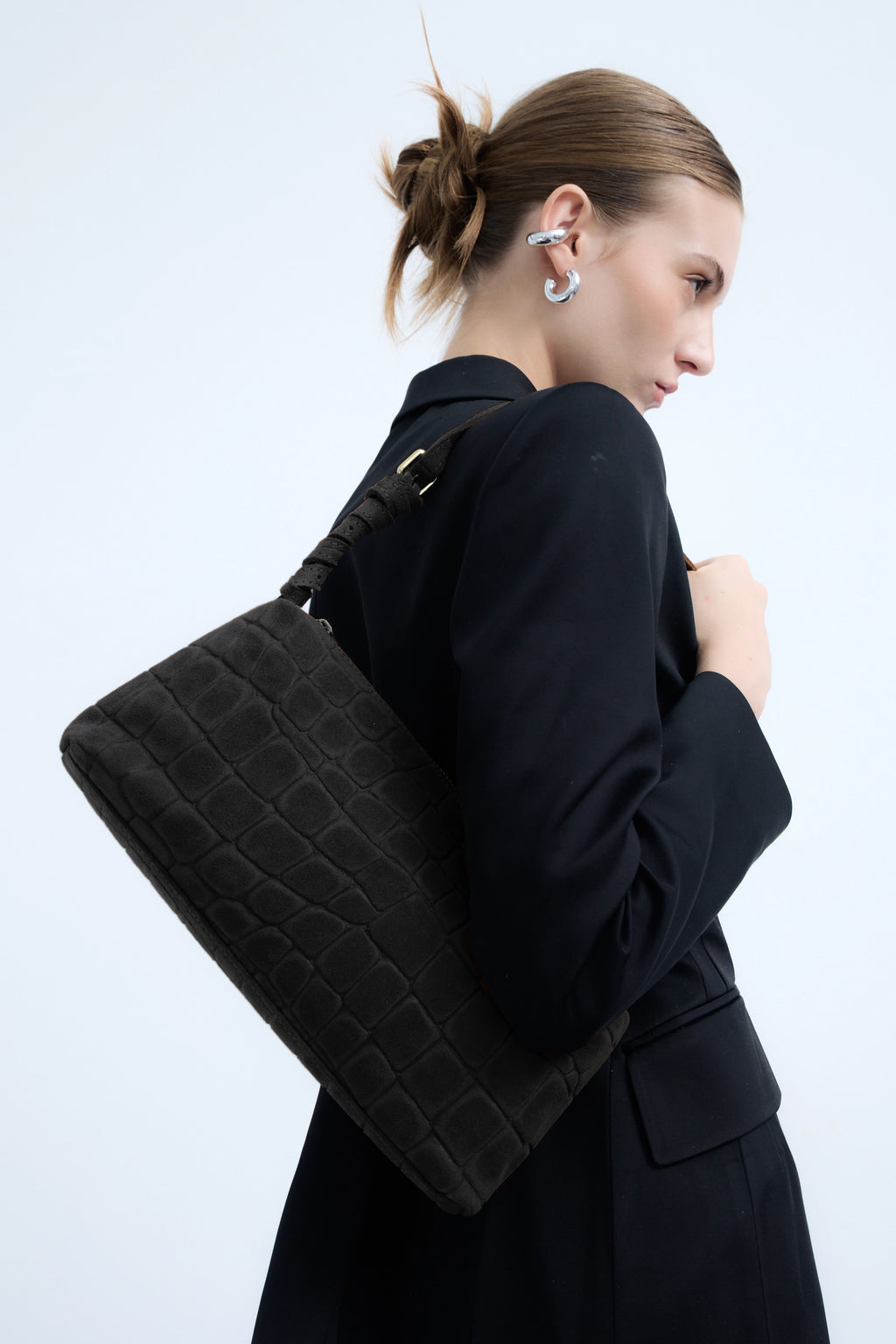 Borsa Baguette Lasonia Patina - Nero